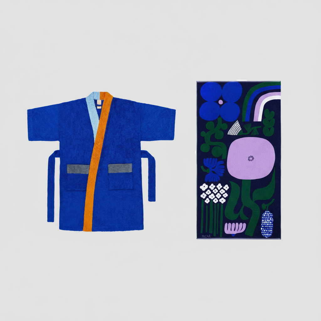 Modrý župan & Ručník Set