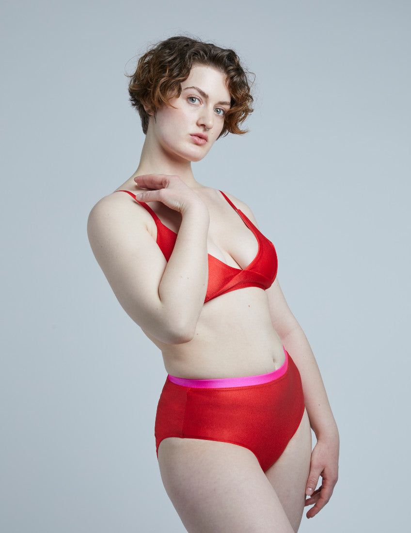 Plavkové kalhotky Donna Red - vysoký pas